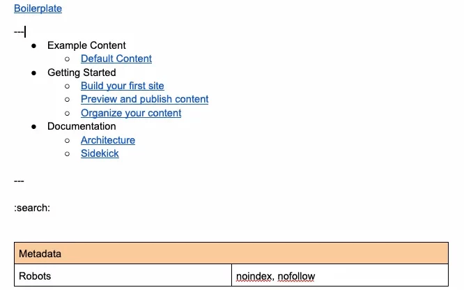 navigation structure