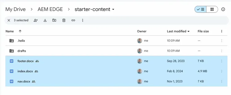 google drive content